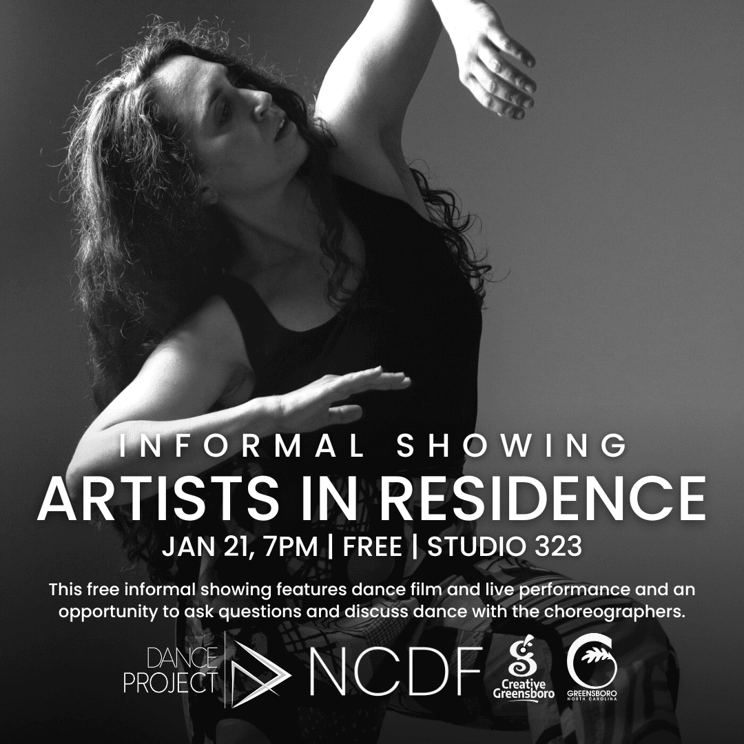 Designed graphic featuring Caitlyn Schrader, a professional dancer, in a modern dance pose.