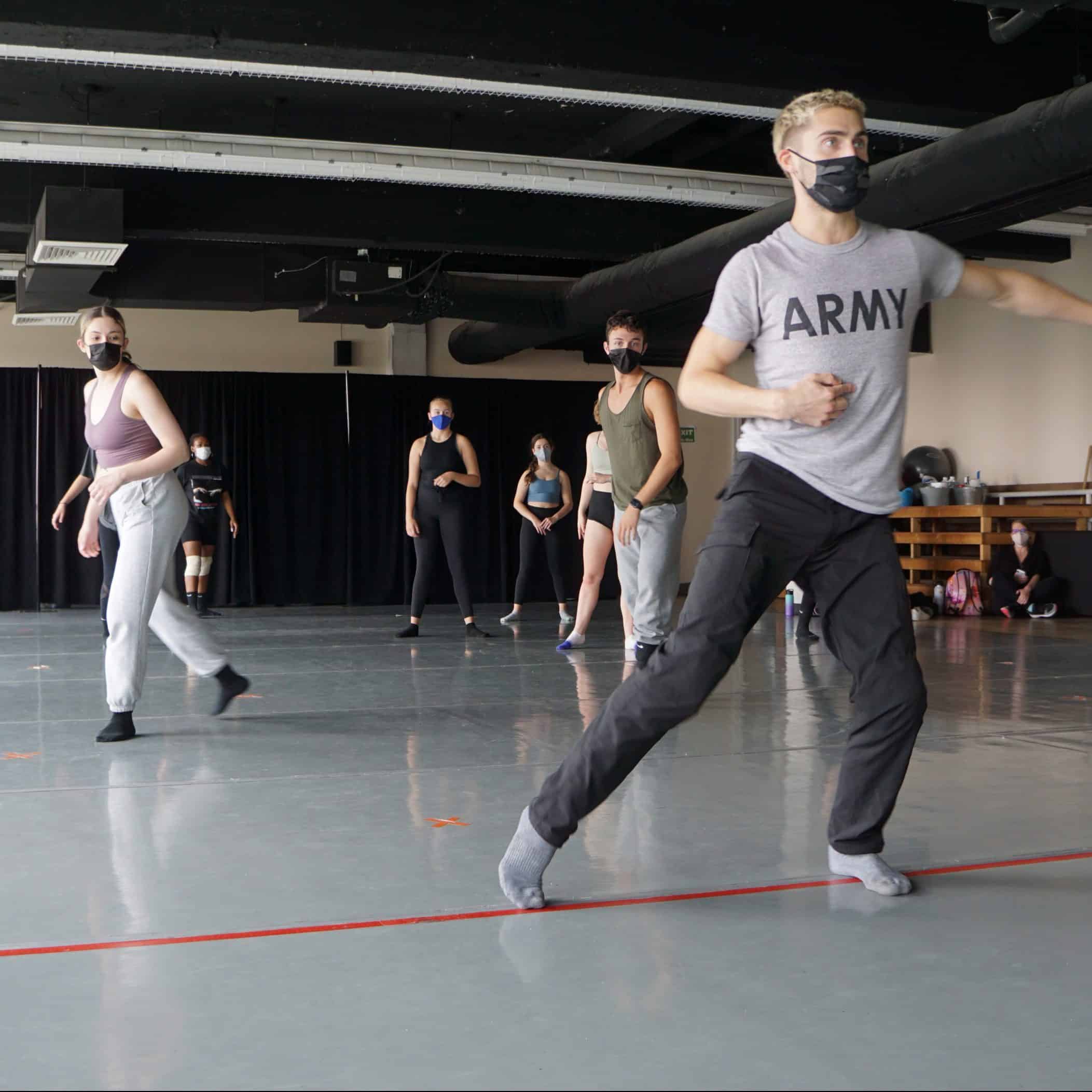 Gibney Company Dancer, Jake Tribus, teaching students at the Dance Project Pre/Professional dance intensive.
