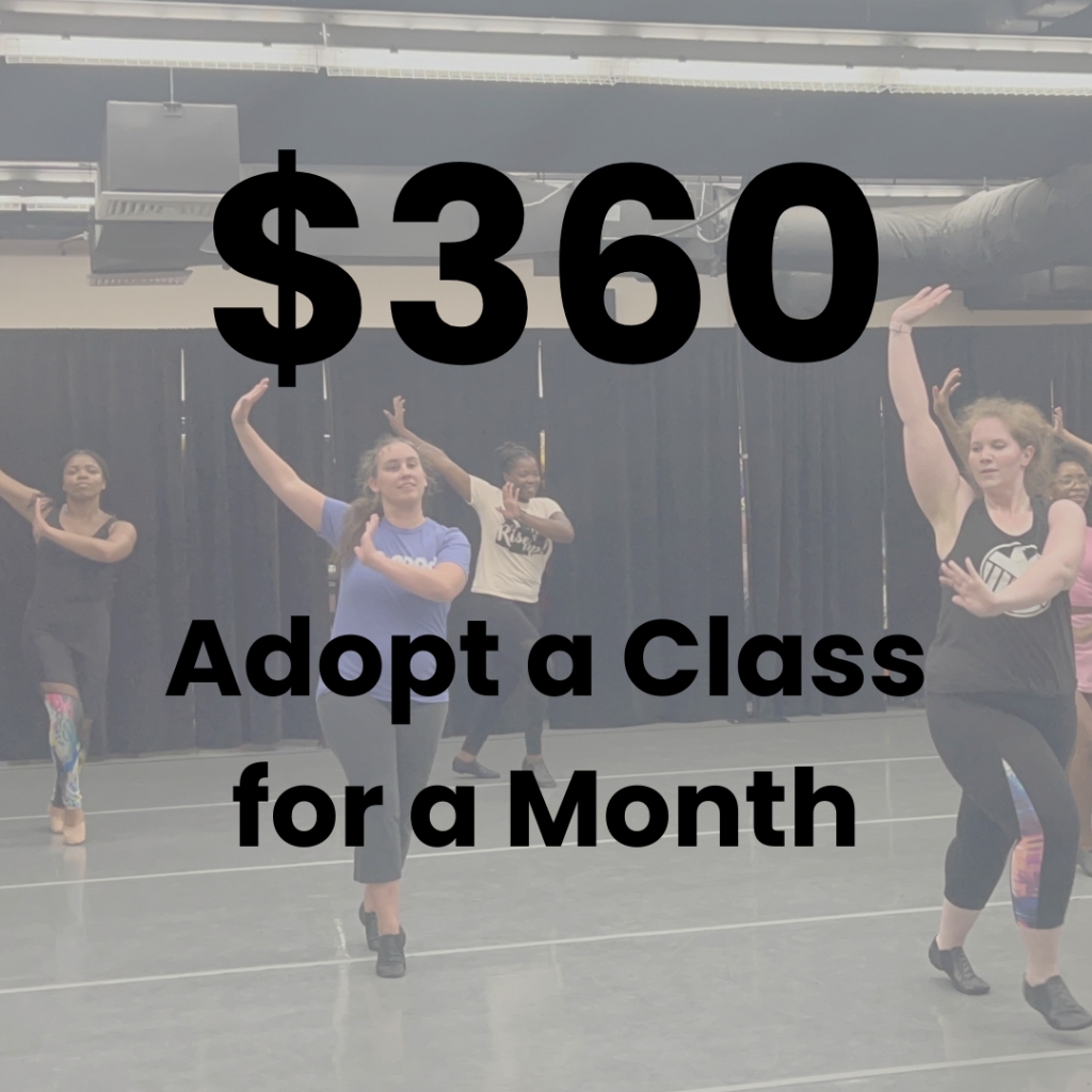 Image of dancers and text of $360 giving level